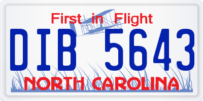 NC license plate DIB5643