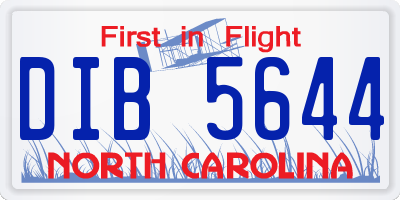 NC license plate DIB5644
