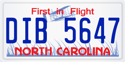 NC license plate DIB5647