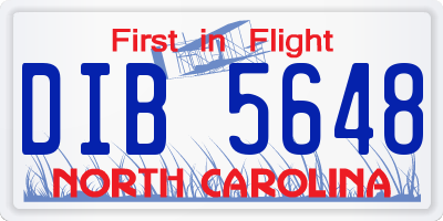 NC license plate DIB5648
