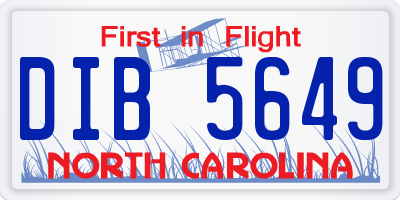 NC license plate DIB5649