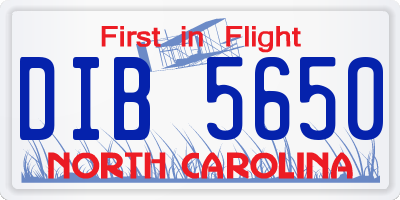 NC license plate DIB5650