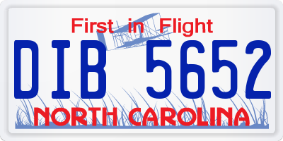 NC license plate DIB5652
