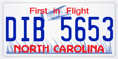 NC license plate DIB5653