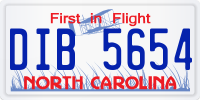 NC license plate DIB5654
