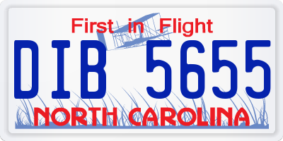 NC license plate DIB5655