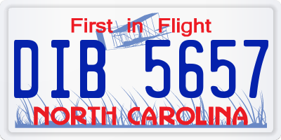 NC license plate DIB5657