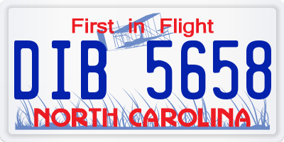 NC license plate DIB5658
