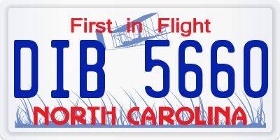 NC license plate DIB5660