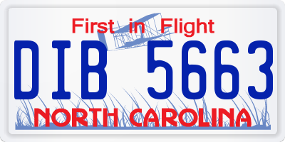 NC license plate DIB5663