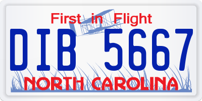 NC license plate DIB5667