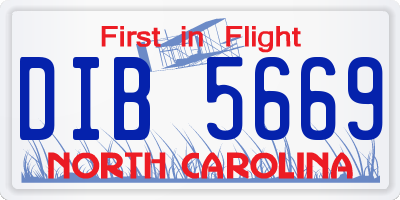 NC license plate DIB5669