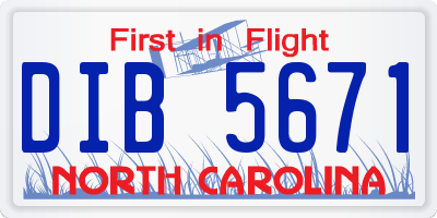 NC license plate DIB5671