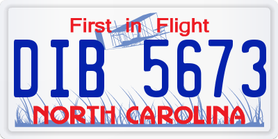 NC license plate DIB5673