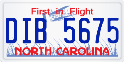 NC license plate DIB5675
