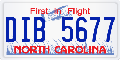 NC license plate DIB5677