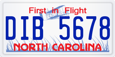 NC license plate DIB5678