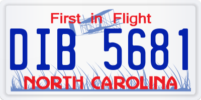NC license plate DIB5681