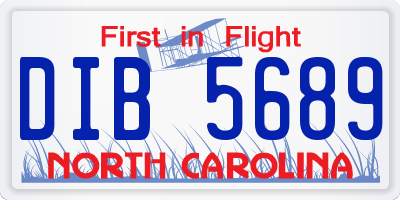NC license plate DIB5689