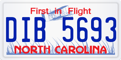 NC license plate DIB5693