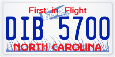 NC license plate DIB5700