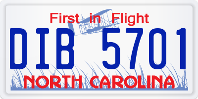 NC license plate DIB5701