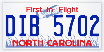 NC license plate DIB5702