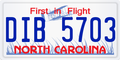 NC license plate DIB5703