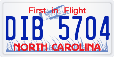 NC license plate DIB5704