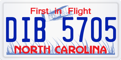NC license plate DIB5705