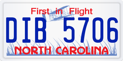 NC license plate DIB5706