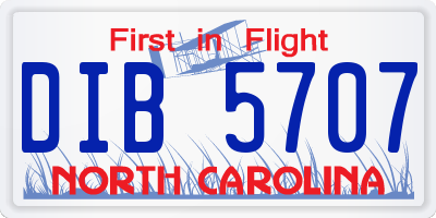 NC license plate DIB5707