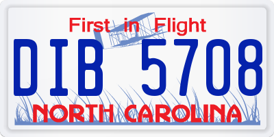 NC license plate DIB5708