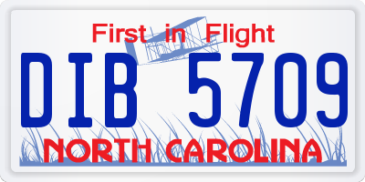 NC license plate DIB5709
