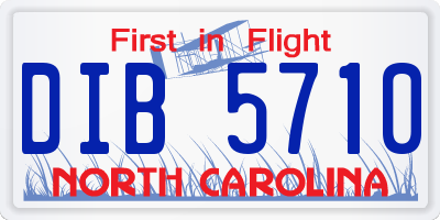 NC license plate DIB5710