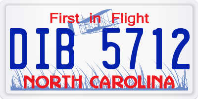 NC license plate DIB5712