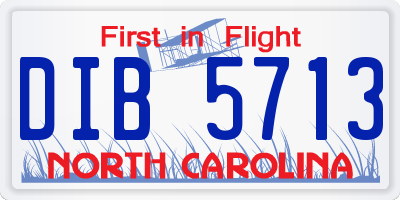 NC license plate DIB5713