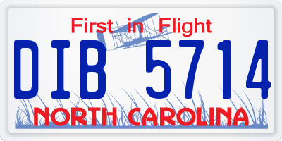 NC license plate DIB5714