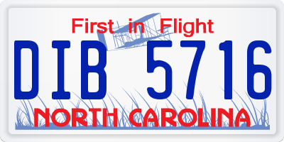 NC license plate DIB5716