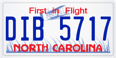 NC license plate DIB5717