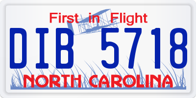 NC license plate DIB5718