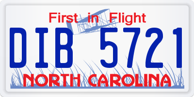 NC license plate DIB5721