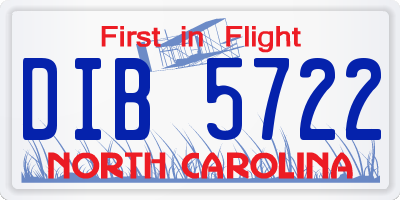 NC license plate DIB5722