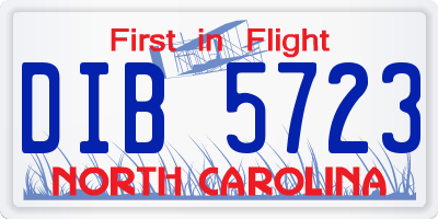 NC license plate DIB5723