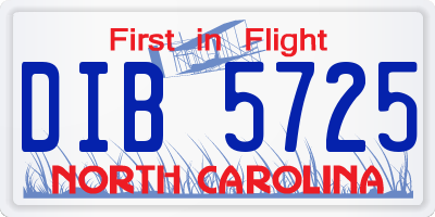 NC license plate DIB5725