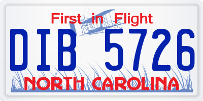 NC license plate DIB5726