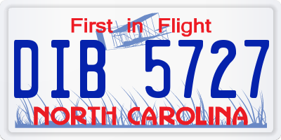 NC license plate DIB5727