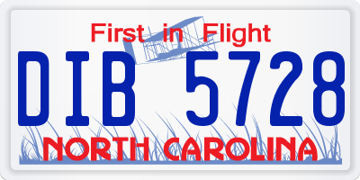 NC license plate DIB5728