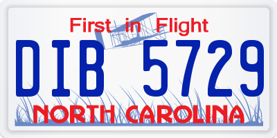 NC license plate DIB5729