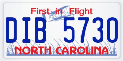 NC license plate DIB5730